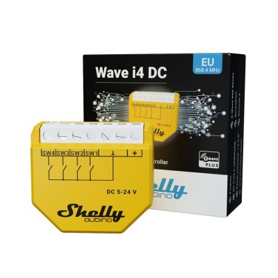 Shelly WAVE i4DC vezeték nélküli okos bemeneti modul, Z-Wave protokollal ALL-KIE-WAVEI4DC Shelly WAVE i4DC vezeték nélküli okos bemeneti modul, Z-Wave protokollal ALL-KIE-WAVEI4DC