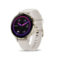 Garmin Venu 3S Soft Gold Stainless Steel Bezel with Ivory Case and Silicone Band 010-02785-04