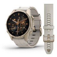 Garmin fenix 8 43mm AMOLED Sapphire, Soft Gold with Limestone Leather Band 010-02903-40