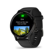 Garmin Venu 3 Slate Stainless Steel Bezel with Black Case with Leather and Silicone Band 010-02784-52