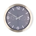 Nedis CLWA5226SS falióra, 30 cm átmérő,  rozsdamentes acél, csendes szerkezet: óra, hőmérő, páratartamom mérő CLWA5226SS