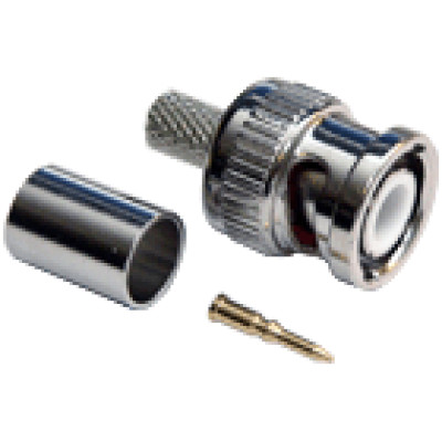 BNC csatlakozó krimpelhető 75 Ohm RG-59 RG-59 koax kábelre, 75 ohm, dugó, egyenes kivitel.