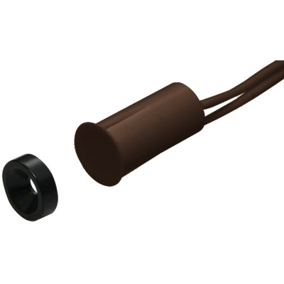 HTN PS-915 MW RM barna Befúrható, rövid, 9 mm-es, vezetékkel, NC kontaktus, alátétszerű mágnessel.