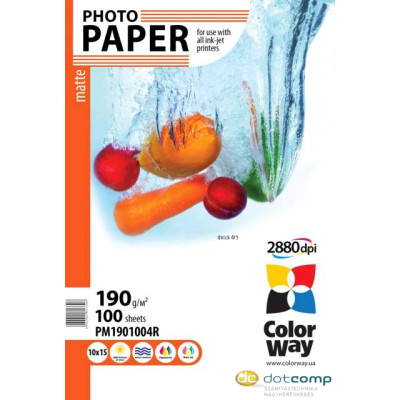 ColorWay Fotópapír tintasugaras nyomtatóhoz Matte 190g/m 10x15 cm 100 sheet.