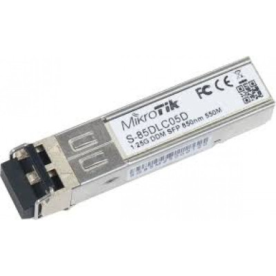 MIKROTIK 1.25G SFP transceiver with a 850nm Dual LC connector, for up to 550 meter Multi Mode fiber connection, with DDM