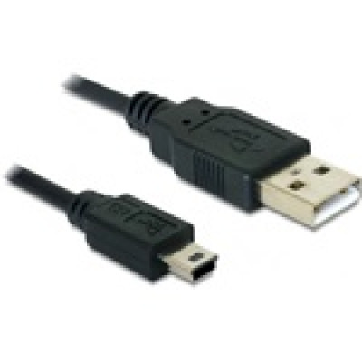 Delock USB A - USB mini B 5pin M/M adatkábel 1m fekete
