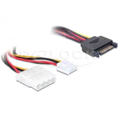 Fordító Táp SATA 15pin - molex+floppy Delock 65227