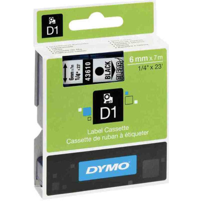 DYMO címke LM D1 alap 6 mm Black/víztiszta