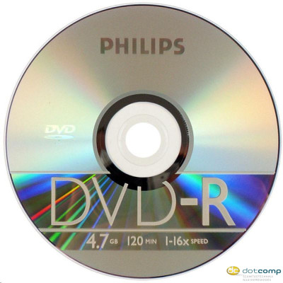 Philips DVD-R 4.7GB 16X DVD lemez slim tokos