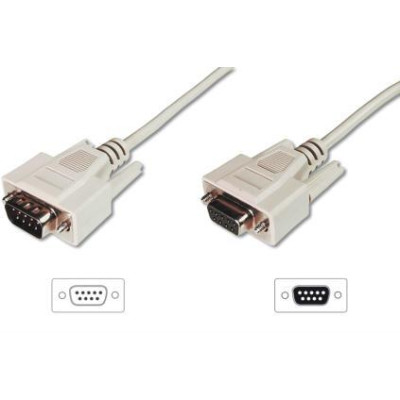 ASSMANN RS232 Extension cable DSUB9 M (plug)/DSUB9 F (jack) 2m beige AK-610203-020-E