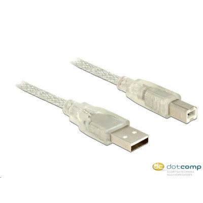 Delock Cable USB 2.0 Type-A male  USB 2.0 Type-B male 1.5m transparent 83893