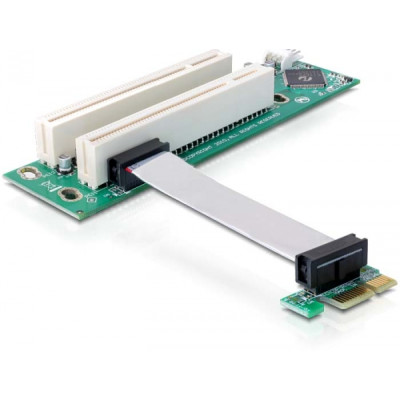 Delock kiemelő kártya PCI Express x1  2x PCI 32Bit 5 V, flexibilis kábellel, 9 cm, balos 41341