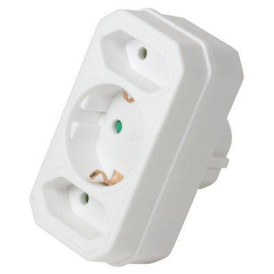 LogiLink Socket Adapter, 2x Euro and 1x Schuko, White LPS221