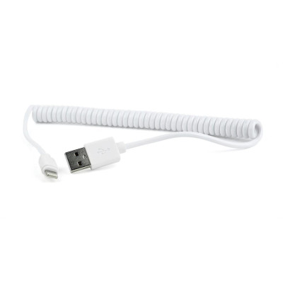 Gembird USB sync and charging spiral cable for iPhone, 1.5m, white CC-LMAM-1.5M-W