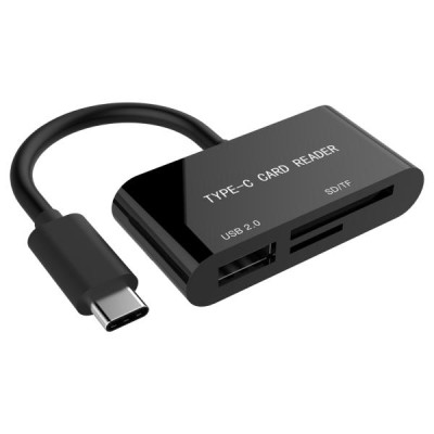 Gembird compact USB Type-C SDXC combo card reader, OTG, black UHB-CR3-02