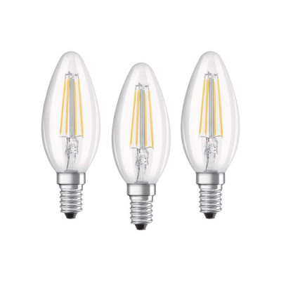 Osram BASE Clas LED fényforrás E14 4W Gyertya meleg fehér filament (3db) /4058075819313/