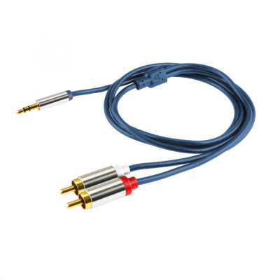 Somogyi Jack 3.5mm sztereo csatlakozó - 2 RCA csatlakozó 1m kábel, fém csatlakozó /A 49-1M/