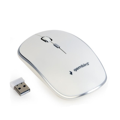 Gembird Wireless optical mouse MUSW-4B-01-W, 1600 DPI, nano USB, white MUSW-4B-01-W