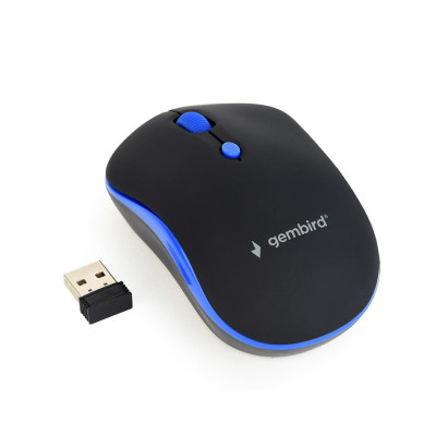 Gembird Wireless optical mouse MUSW-4B-03-B, 1600 DPI, nano USB, black-blue MUSW-4B-03-B