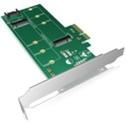 IcyBox PCIe-Card, 1x M.2 SATA SSD to SATA 3.0 + 1x M.2 PCIe SSD to PCIe x4 Host Full Profile IB-PCI209