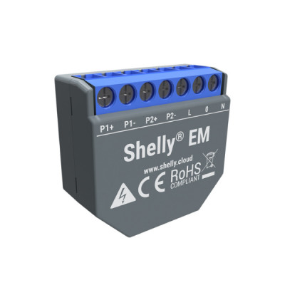 Shelly EM egy fázisú, nagyteljesítményű fogyasztásmérő és vezérlő ALL-REL-EM