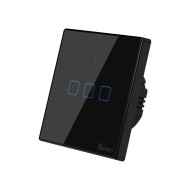 Sonoff TX T3 EU 3C WiFi + RF vezérlésű, távvezérelhető, érintős hármas csillár villanykapcsoló (fekete) SON-KAP-TXT33