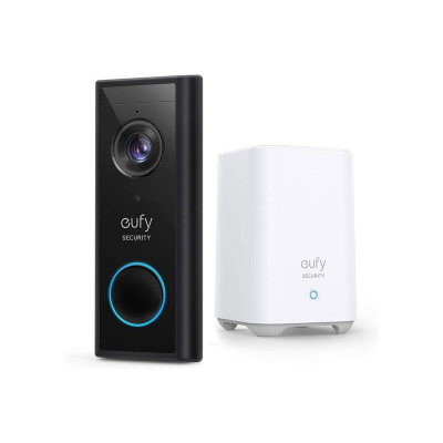 Anker, eufy Black Video Doorbell 2K (Battery-Powered) + Home base 2 (EU + UK Plug) E82101W4