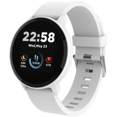 CANYON Smart watch, 1.3inches IPS full touch screen, Round watch, IP68 waterproof, multi-sport mode, BT5.0, compatibility with iOS and android, Silver white , Host: 25.2*42.5*10.7mm, Strap: 20*250mm, 45g CNS-SW63SW