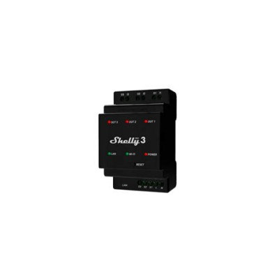 Shelly PRO 3 - három áramkörös WiFi + Ethernet okosrelé, kapcsolóbemenettel, DIN-sínre szerelhető ALL-REL-PRO3