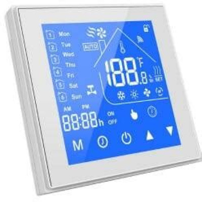 SmartWise WiFi-s okos termosztát COLOR, eWeLink app kompatibilis, 'C' típus (feszültségmentes kapcsolás), fehér, színes képernyővel SMW-TER-CW-COL
